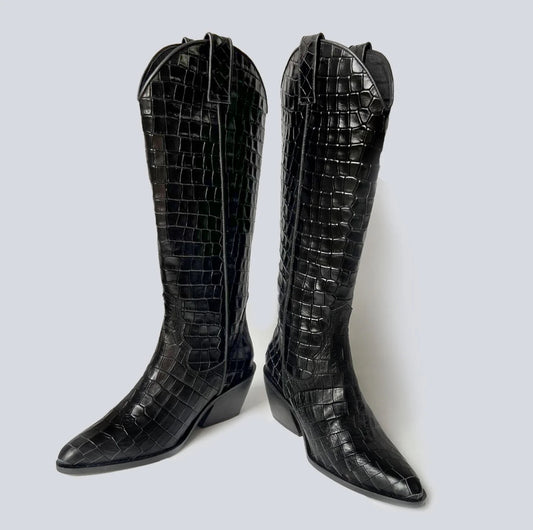 Croc-Embossed Cowboy Boots