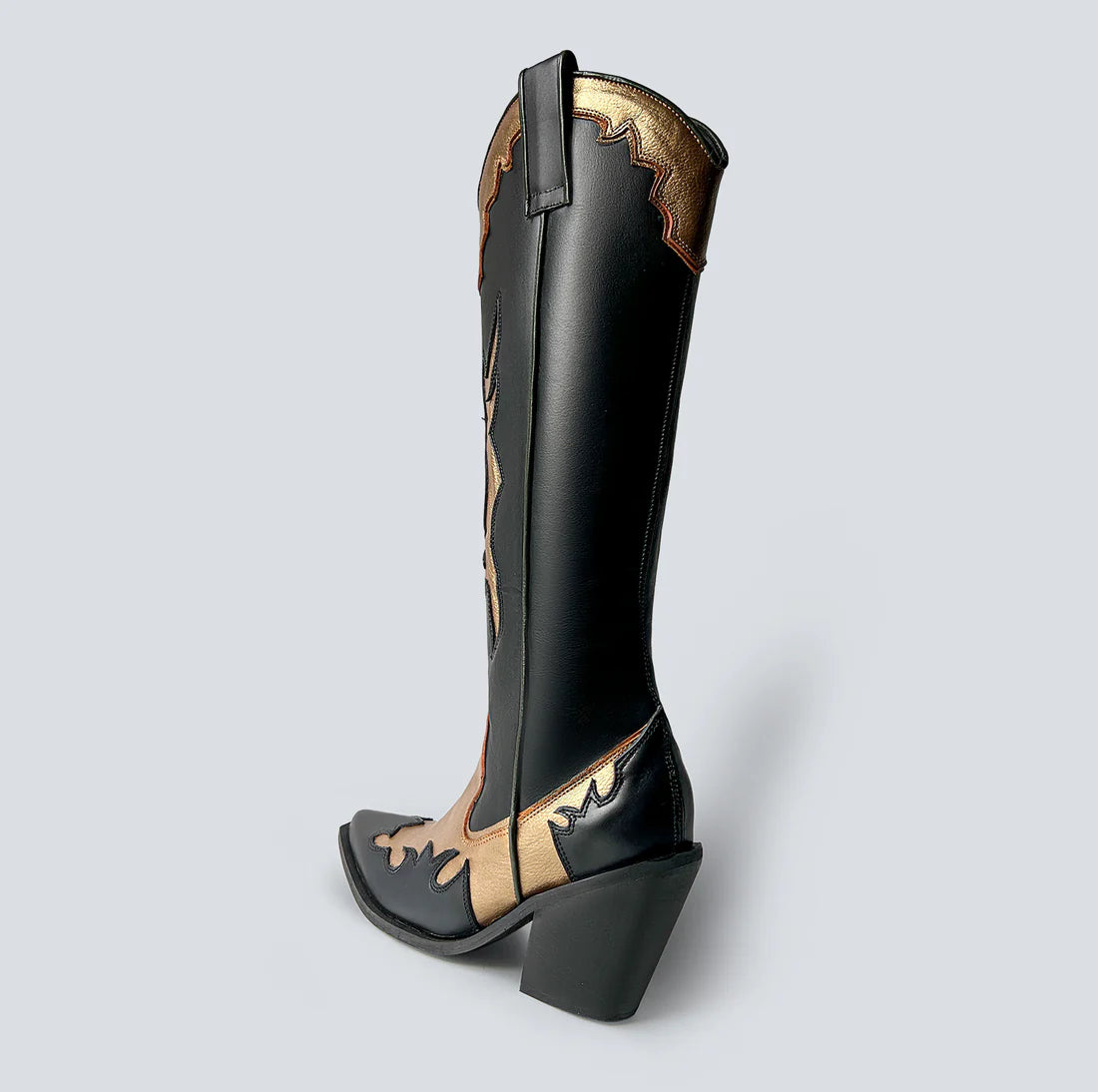 Coachella Texan Boot Black Gold