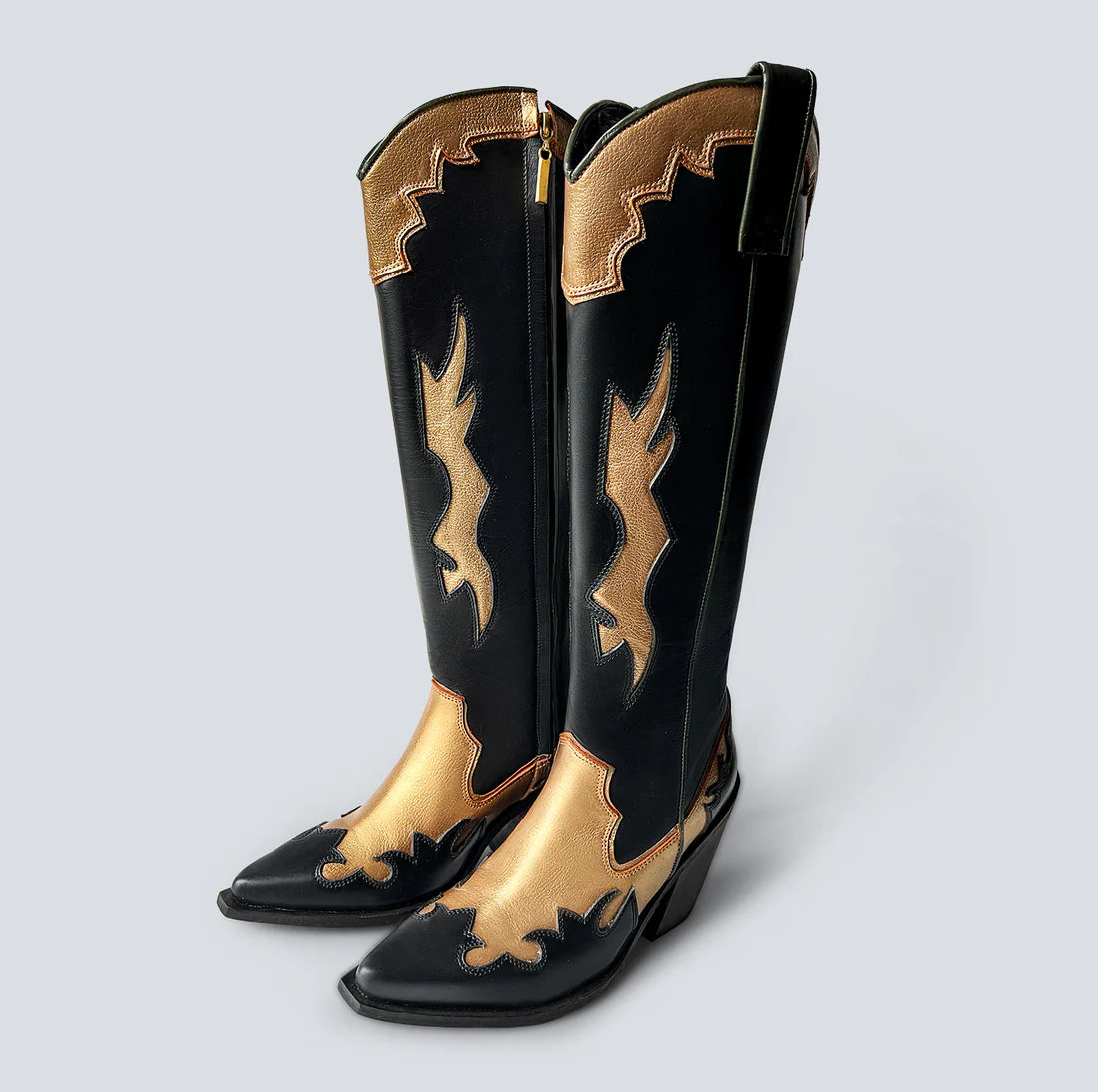 Coachella Texan Boot Black Gold